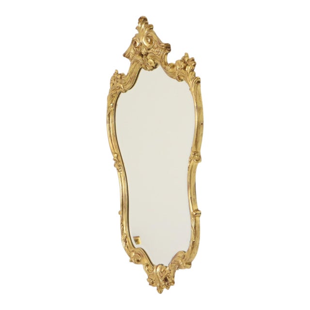 Wood Large Baroque Crested Mirror in Gold Leaf from Deknudt, 1950s For Sale - Image 7 of 18