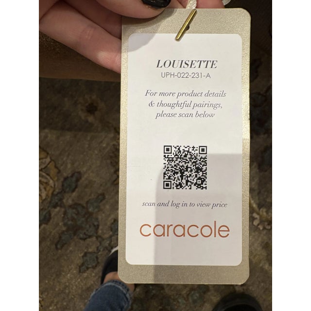 Original Retail $5200, stylish Caracole Modern Brown Mohair Louisette Lounge Chairs Pair, champagne finished metal frame,...