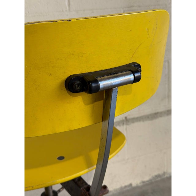 Yellow Plywood Office Swivel Chair With Metal Base Mid-Century Modern Vintage For Sale - Image 9 of 11