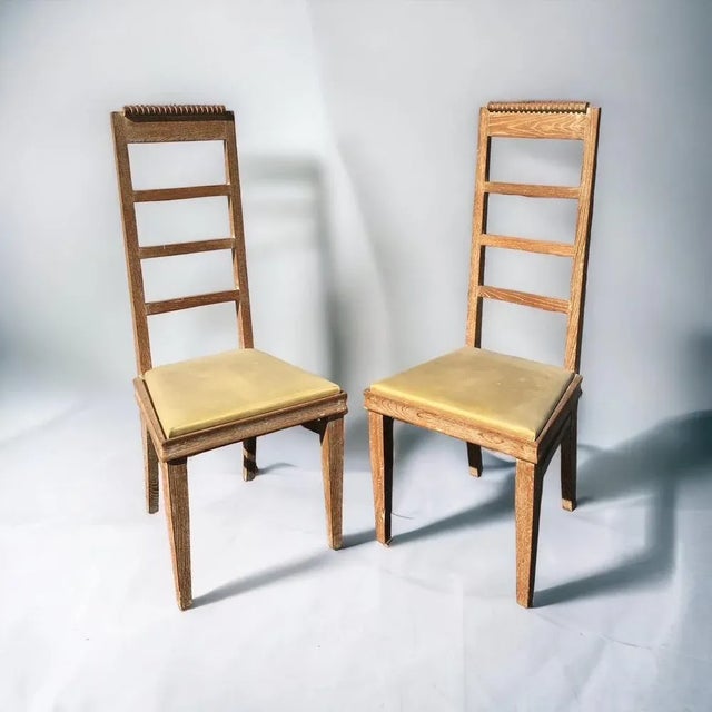 Beige Side Chairs in Oak, 1950s, Set of 6 For Sale - Image 8 of 8