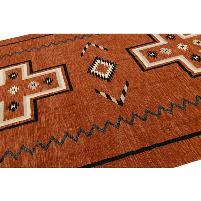 Handmade Modern Navajo Style Wool Rug - Terracotta & Earth Tones - 9x12 For Sale In New York - Image 6 of 11