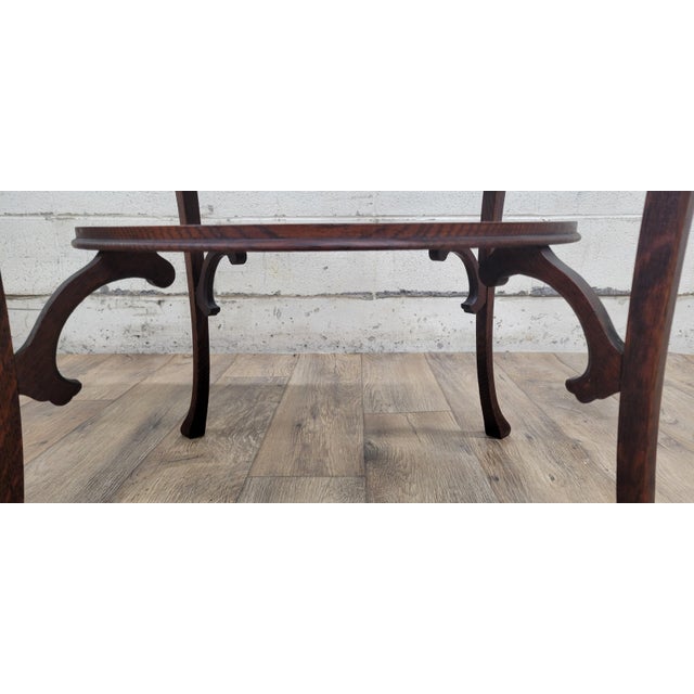 Antique Tiger Oak Two Tier Parlor Table Lamp Table Plant Table For Sale - Image 9 of 11