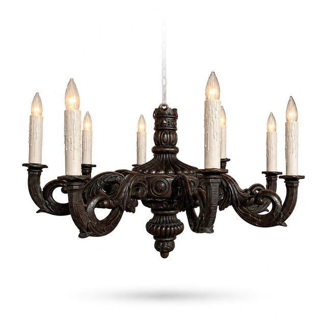 Antique French Louis XIV Carved Wood Chandelier For Sale - Image 14 of 14