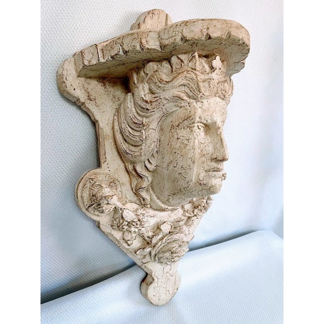 Vintage Late 20th Century Outdoor Garden Ornament Shelf Bracket Bust For Sale - Image 4 of 12