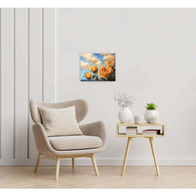 Textile Rose Delight - Original Contemporary Botanical Landscape Oil Painting on Canvas by Phoebe Brunner For Sale - Image 7 of 8