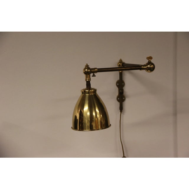 Vintage Brass and Iron Wall Lamp For Sale - Image 3 of 12