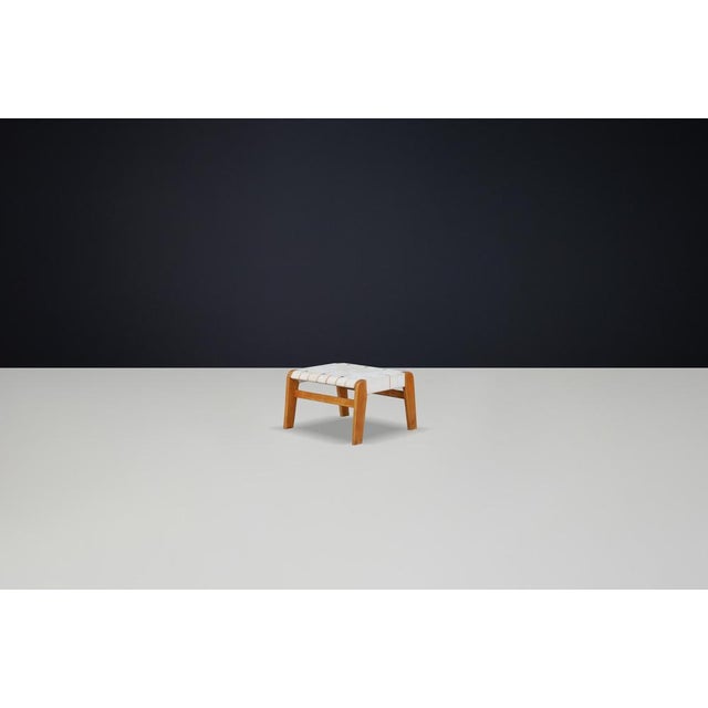 Wood Set of Armchair with Ottoman in Bentwood and Canvas Webbing, Czech Republic, 1930s For Sale - Image 7 of 14