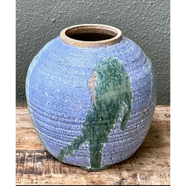 Vintage Drip Glaze Ceramic Vase For Sale - Image 10 of 14