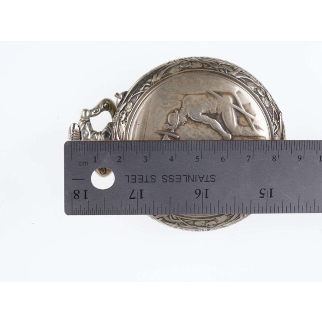 Huge Antique Miners Presentation Pocket Watch 50mm works 70mm case 58mm dial in vintage customized art glass desk caddy....