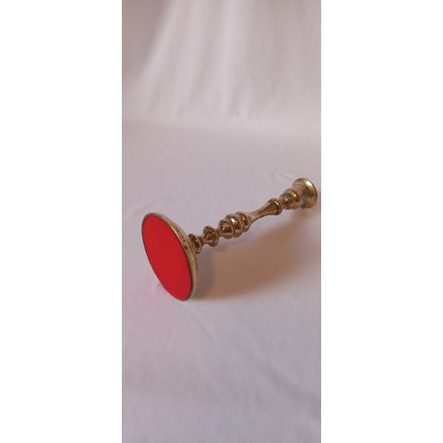 Metal Vintage Solid Brass Candlestick For Sale - Image 7 of 12