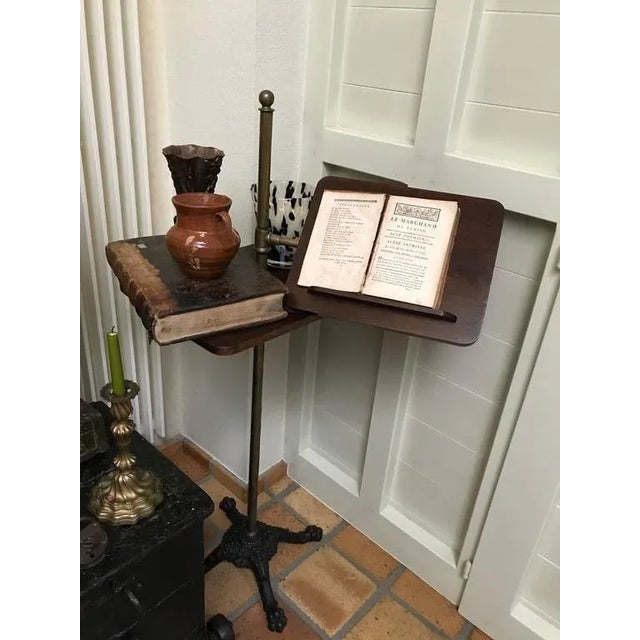 Copper Victorian Music Stand in Mahogany, Brass, Copper & Cast Iron, 1850s For Sale - Image 8 of 9