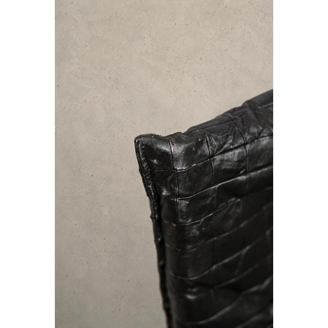 Metal Mid-Century Scandinavian Modern Black Patchwork Leather Lounge Chairs from Ikea, 1980s, Set of 2 For Sale - Image 7 of 18