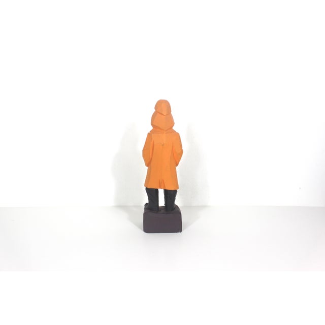 Nautical Vintage Hand Carved Wood Captain Fisherman Folk Art For Sale - Image 3 of 8