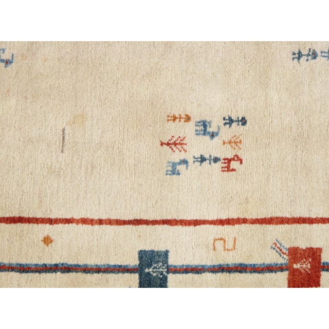 Late 20th Century Vintage Persian Gabbeh Rug in Creamy Ivory For Sale In New York - Image 6 of 8