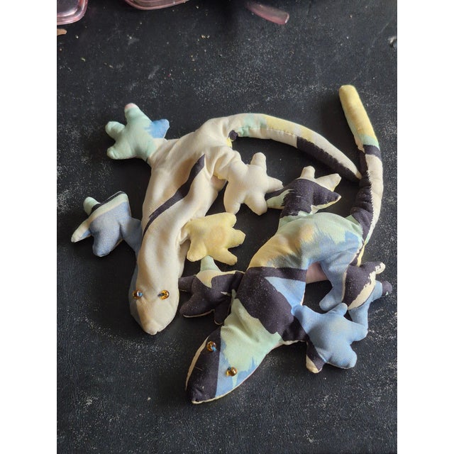 Textile Hand Crafted Textile Treasures- Pair of 1990 Geckos For Sale - Image 7 of 18