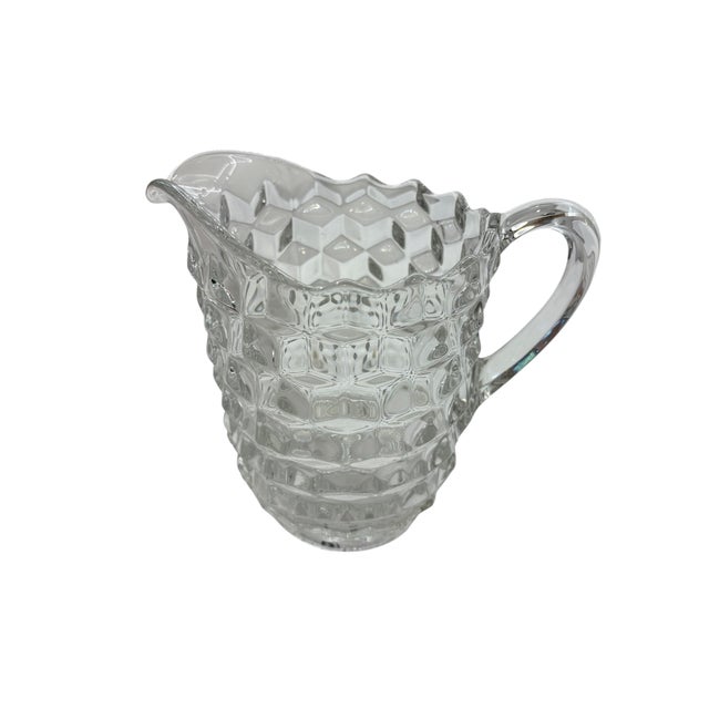 Mid 20th Century Mid 20th Century Art Deco Fostoria American Pattern Cube Glass Pitcher For Sale - Image 5 of 14