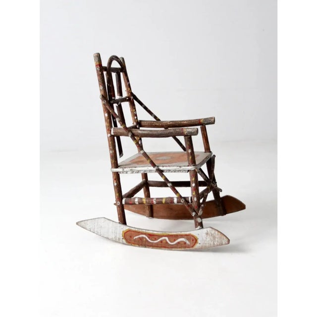 Antique Adirondack Painted Twig Children's Rocking Chair For Sale - Image 4 of 10