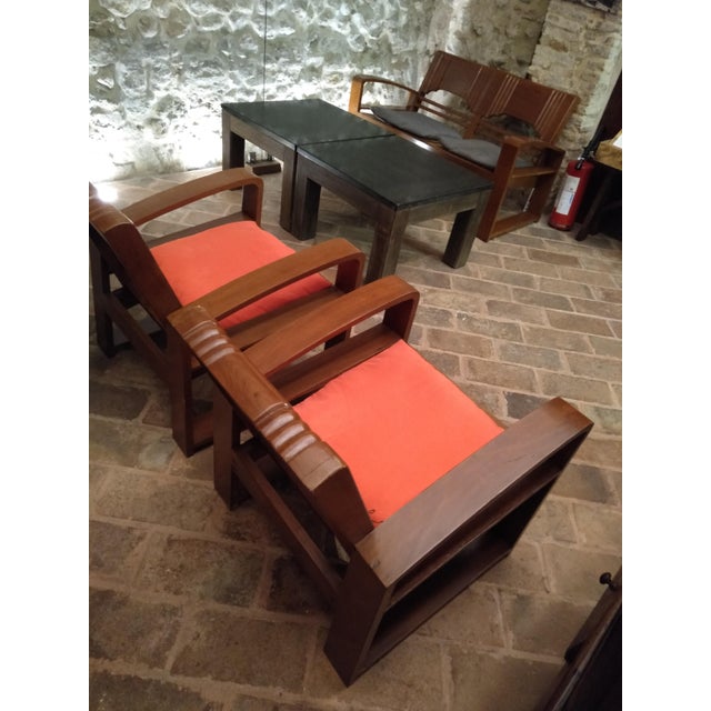 Chestnut & Vienna Straw Living Room Set, Set of 3 For Sale - Image 13 of 17