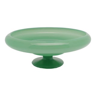 Vintage Fenton Jadeite Glass Pedestal Console Bowl For Sale