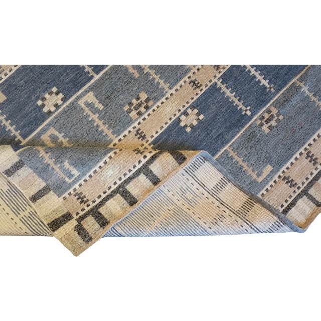 MANSOUR Hand-Woven Swedish Style Wool Rug For Sale - Image 4 of 5