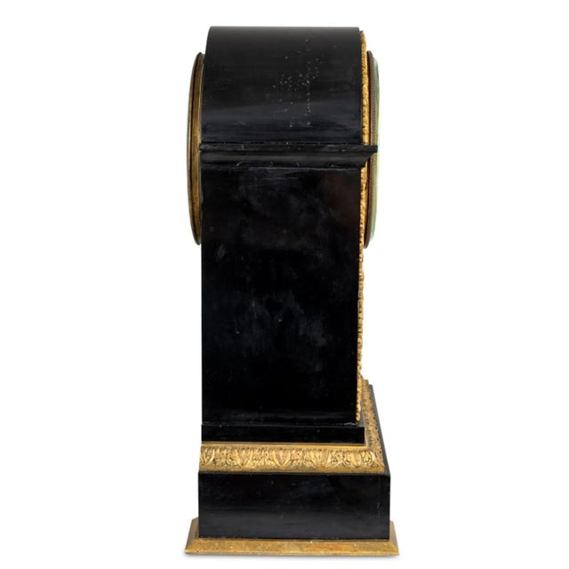 French French Gilt Bronze and Black Slate Mantel Clock For Sale - Image 3 of 4