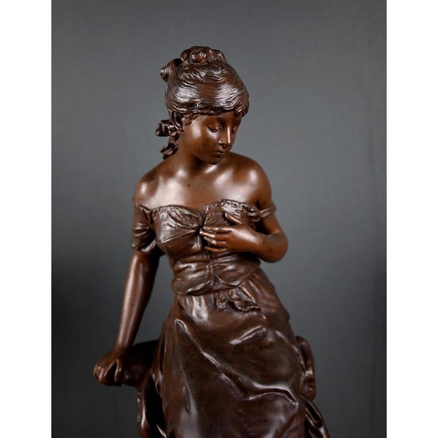 Early 20th Century Marble and Spelter Fireplace Mantel Set by A. Moreau, Set of 3 For Sale - Image 13 of 18