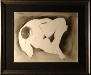 R C Gorman Nude Original Art Pastel & Watercolor 1973 Fantastic Art Artwork, Framed