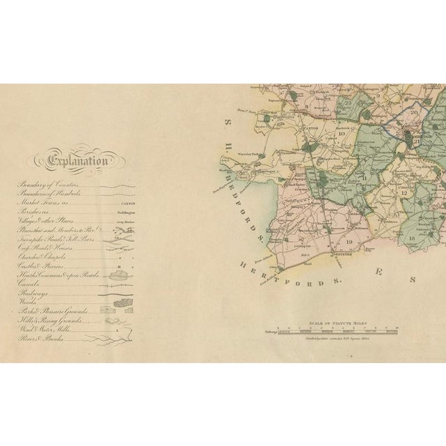 Antique Map of Cambridgeshire with Ely Cathedral by Greenwood, 1834 For Sale - Image 9 of 12