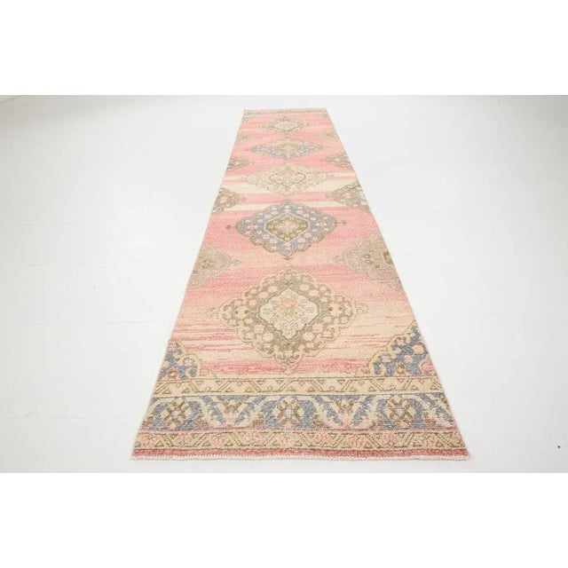 Vintage Soft Pink Runner Rug For Sale - Image 4 of 16