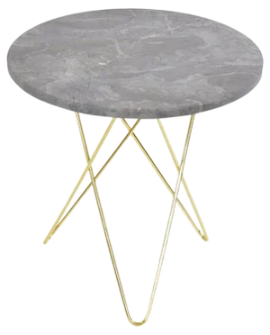Grey Marble and Brass Tall Mini O Table by OxDenmarq