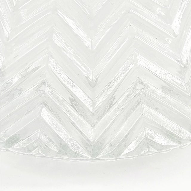 Mid-Century Art Deco Geometric Transparent Glass Flush Mount from Limburg, Germany, 1970s For Sale - Image 4 of 10