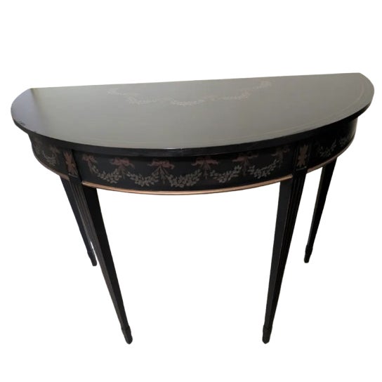 Mid 20th Century Maitland Smith Chinoiserie Style Demi Lune Console Table For Sale