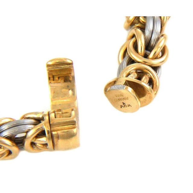 Rom Germany 18k Yellow Gold & Platinum Byzantine Link Bracelet For Sale In Miami - Image 6 of 6
