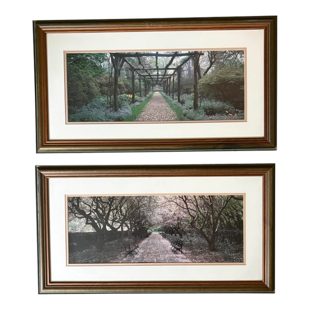 Vintage Richard Berenholtz Framed Panoramic Garden Photography - Pair For Sale