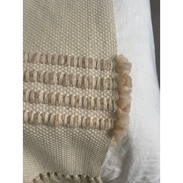 Cream Wool Blend Throw For Sale - Image 8 of 14