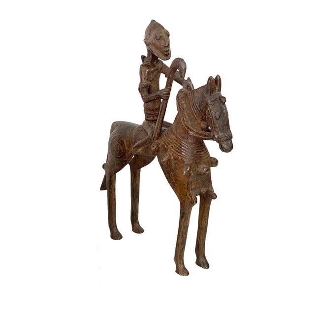 African Vintage African Dogon Bronze Horseman 8.5" H For Sale - Image 3 of 8