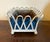 1930s 1930's White Painted Zinc Basketweave Cachepot Planter or Jardiniere With Blue Tole Liner on Ball Feet For Sale - Image 5 of 14