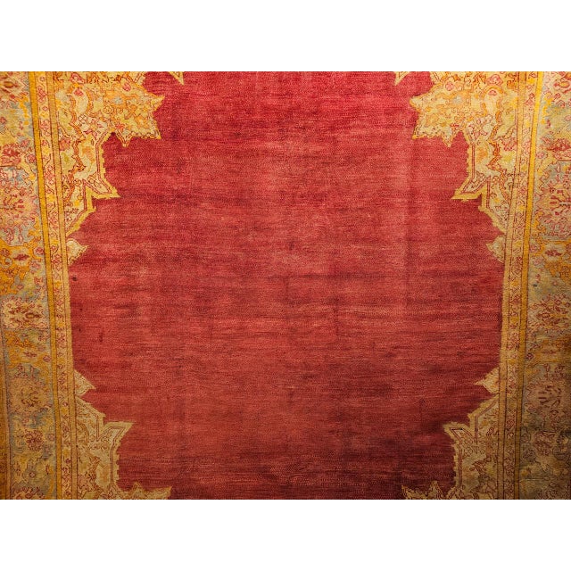 Antique Turkish Oushak Room Size Rug, Handwoven Wool, Red & Yellow, 10' x 12' For Sale - Image 16 of 16