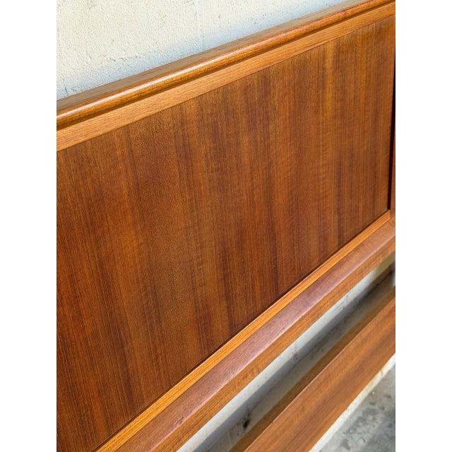 Teak Wood Headboard in Style of Falster Sleek Geometric Queen Bedframe Denmark Mid-Century Modern 1960s For Sale - Image 4 of 9