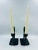 Pair of Early 20th Century Art Deco "Flame" Black Glass Candle Holders For Sale In Los Angeles - Image 6 of 12