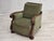 1950s Vintage Danish Carved Oak Lounge Chair with Green Velour Upholstery, 1950s For Sale - Image 5 of 18