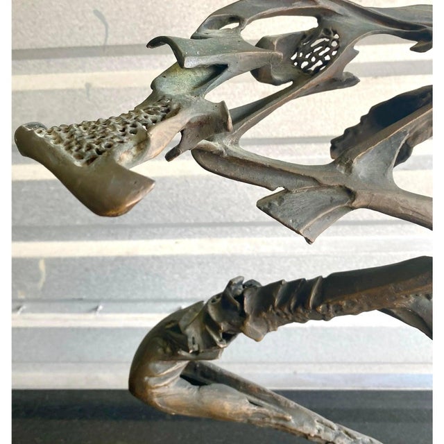 Midcentury Brutalist Bronze Abstract Sculpture Signed Robert Cool For Sale - Image 11 of 16