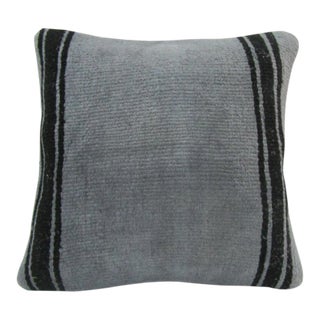 Handmade Striped Gray Turkish Kilim Pillow Cover For Sale