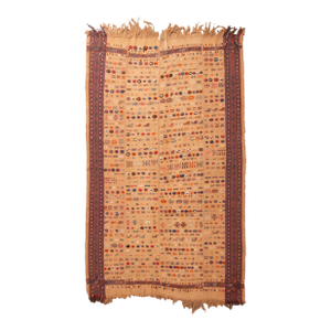 Antique Persian Beige and Red Kilim-Jajim Wool Rug