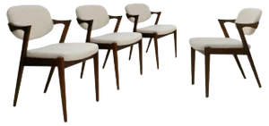 Mid Century Danish Walnut Chairs, Set of 4