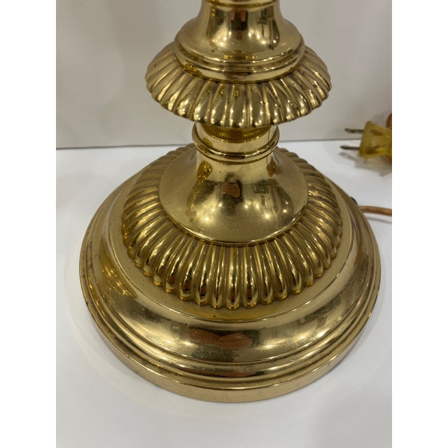 Pair of 1990s Gold Plated Candlestick Lamps For Sale - Image 10 of 11