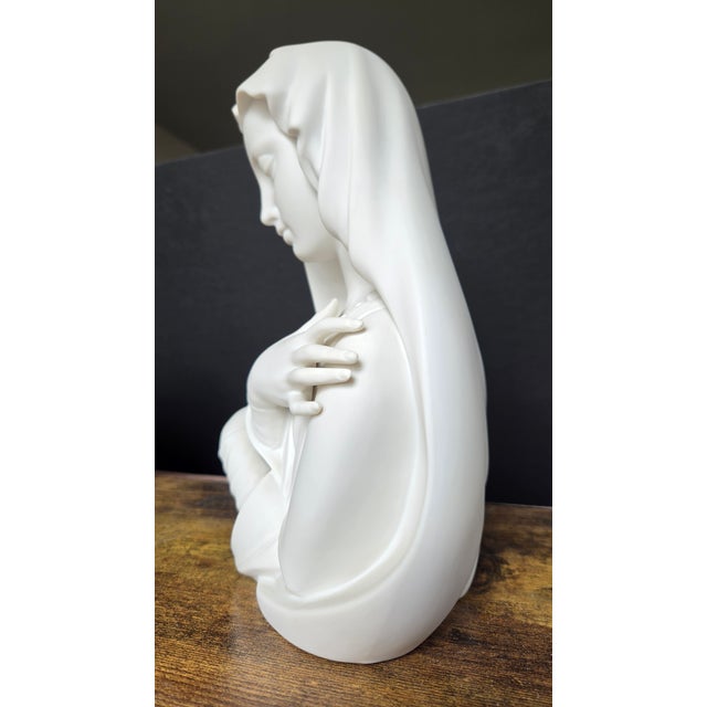 Mid 20th Century Edward Marshall Boehm Bisque Porcelain Madonna Bust For Sale - Image 11 of 16