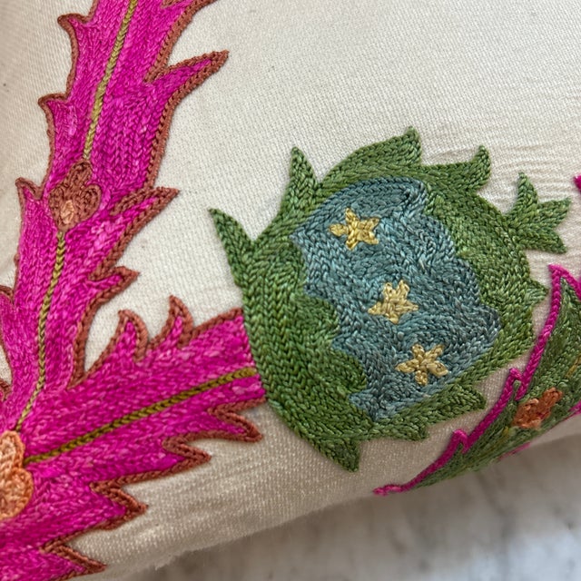 Brightly Colored Hand Made Suzani Pillow For Sale In Miami - Image 6 of 10