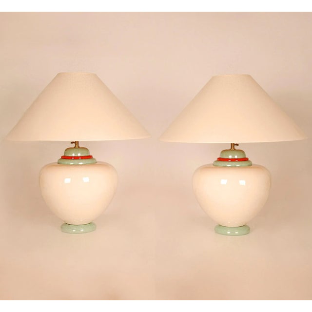 Vintage Table Lamps French Vase Lamps Mid Century Modern Ceramic Vase Lamps - A Pair For Sale - Image 10 of 10