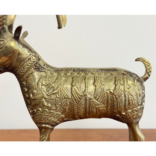 Brass Vintage Etched Brass Ram Figure For Sale - Image 8 of 8